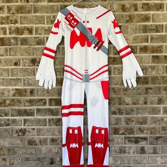 Adult Fortnite Marshmellow Cosplay / Halloween Costume Jumpsuit - Picture 1 of 16